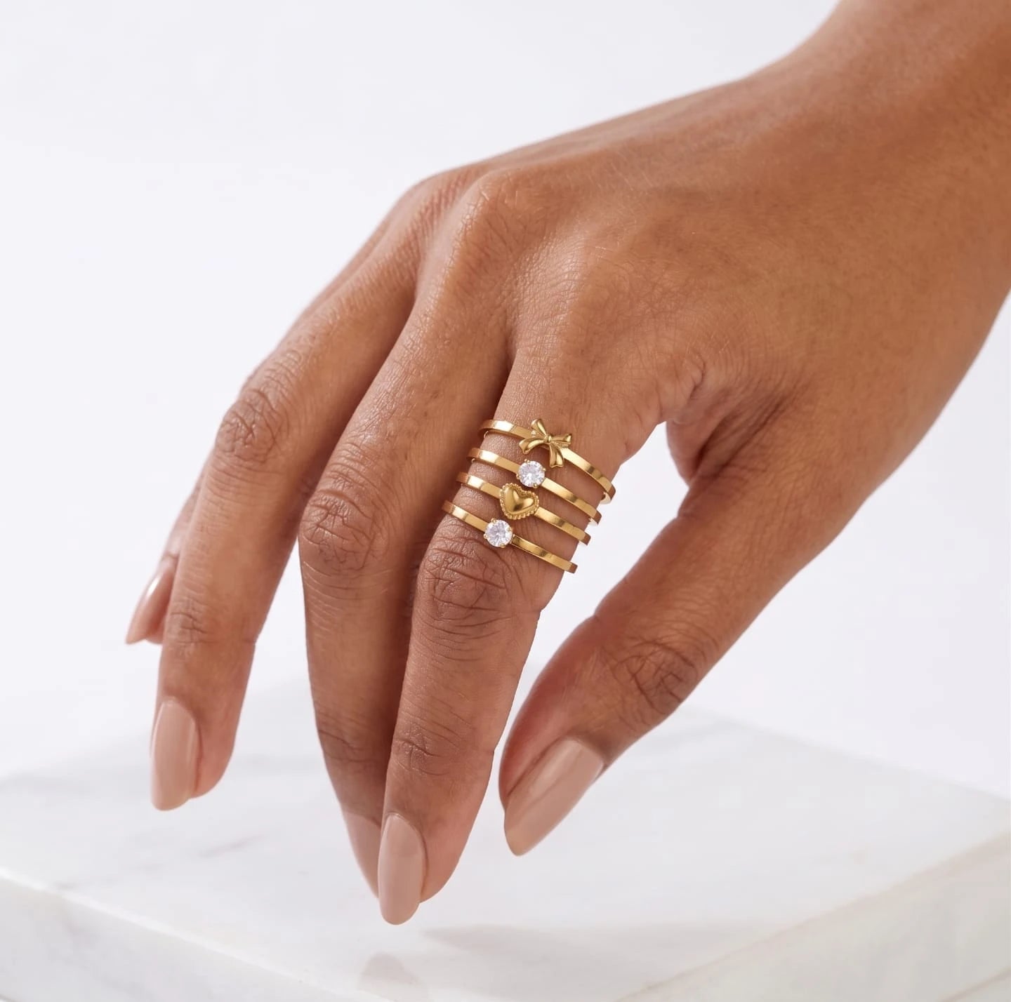 Elora Heart Bow Crystal Ring