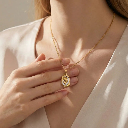 Floral Gold Charm Necklace