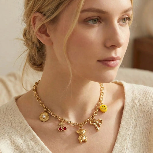 Sunny Charm Gold Charms Necklace