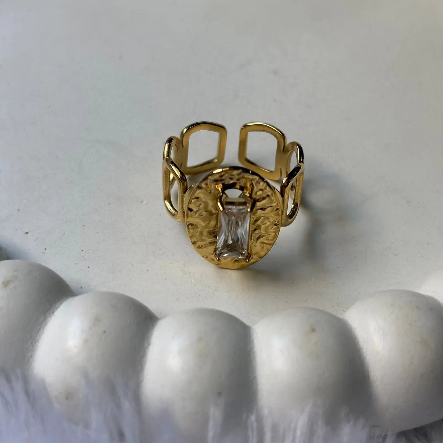 Artisanal Oval Textured Anti-Tarnish Ring