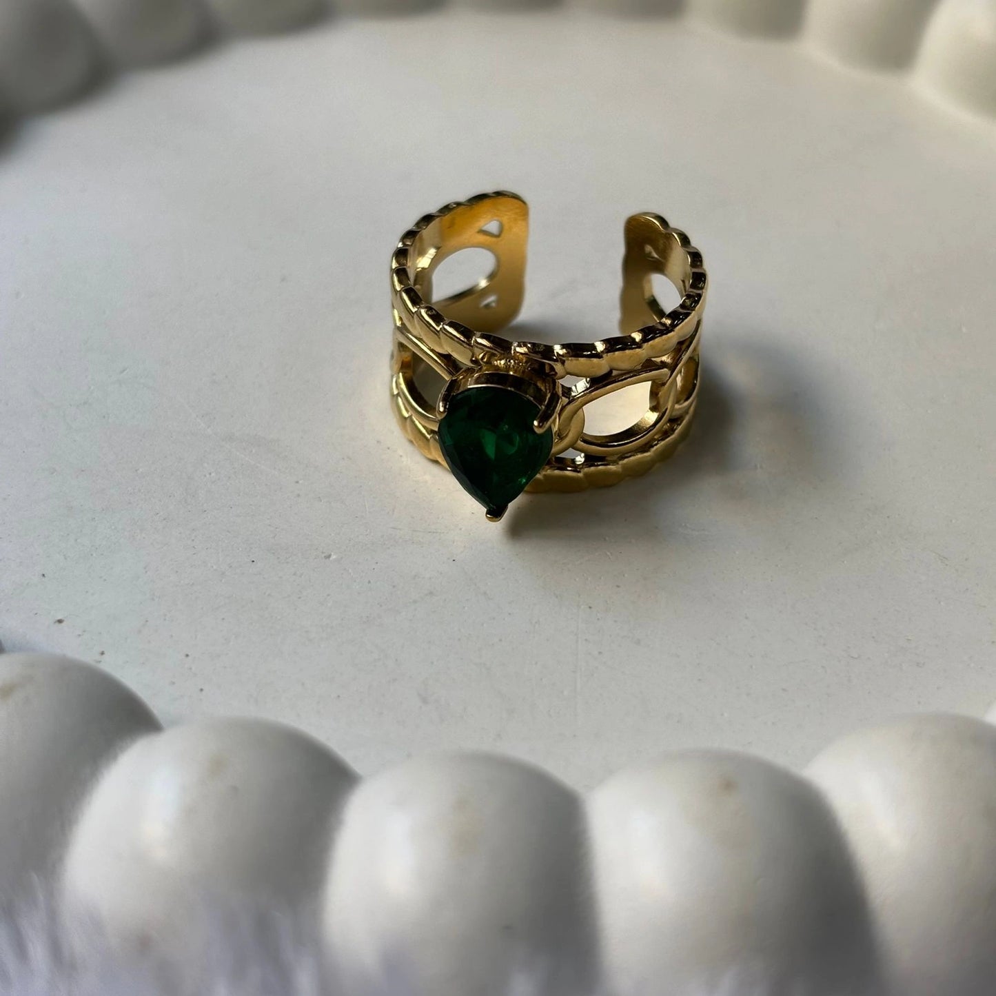 Golden Drop Chain Anti-Tarnish Ring