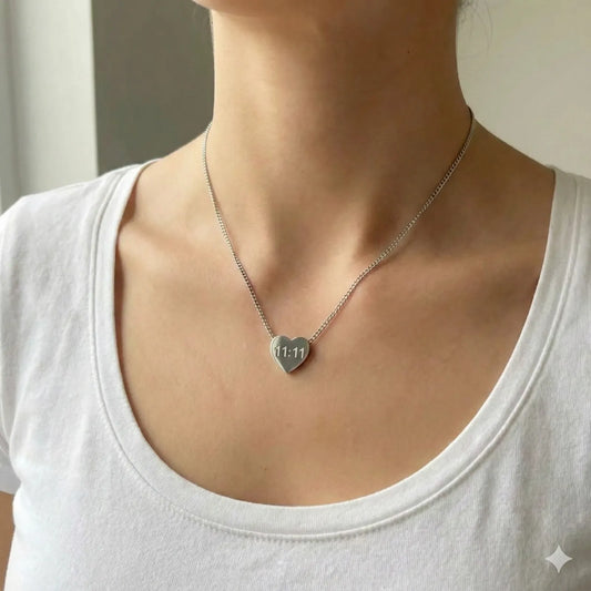 11:11 Heart Pendant Necklace