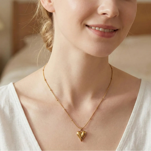 Gold Heart Shaped Pendant Necklace