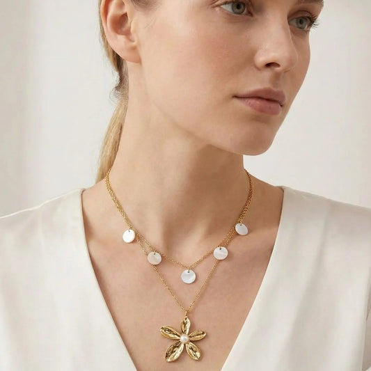 Bloom Petal Charm Layered Necklace
