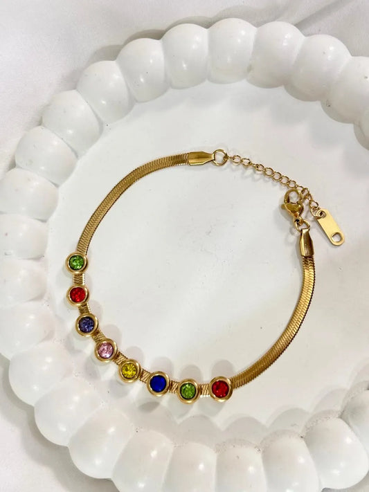Gold-Plated Multi-Gemstone Bracelet