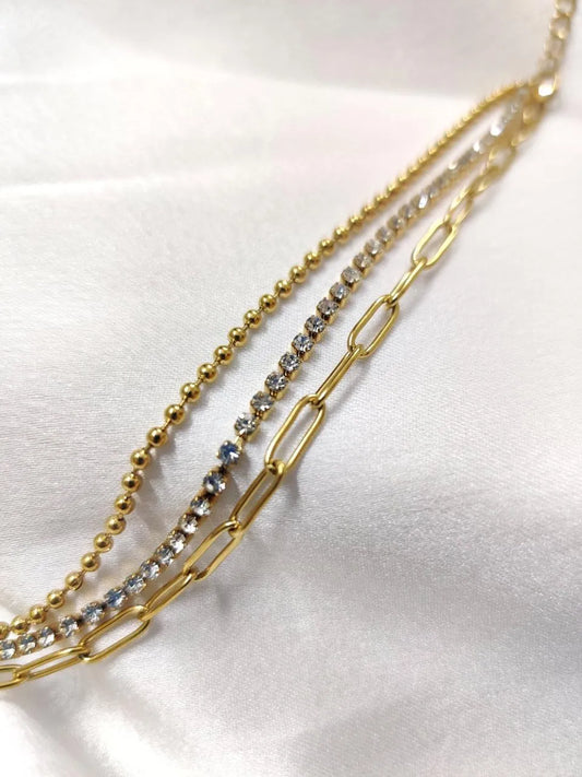 Gold-Plated Herringbone Chain Bracelet with Heart Charm