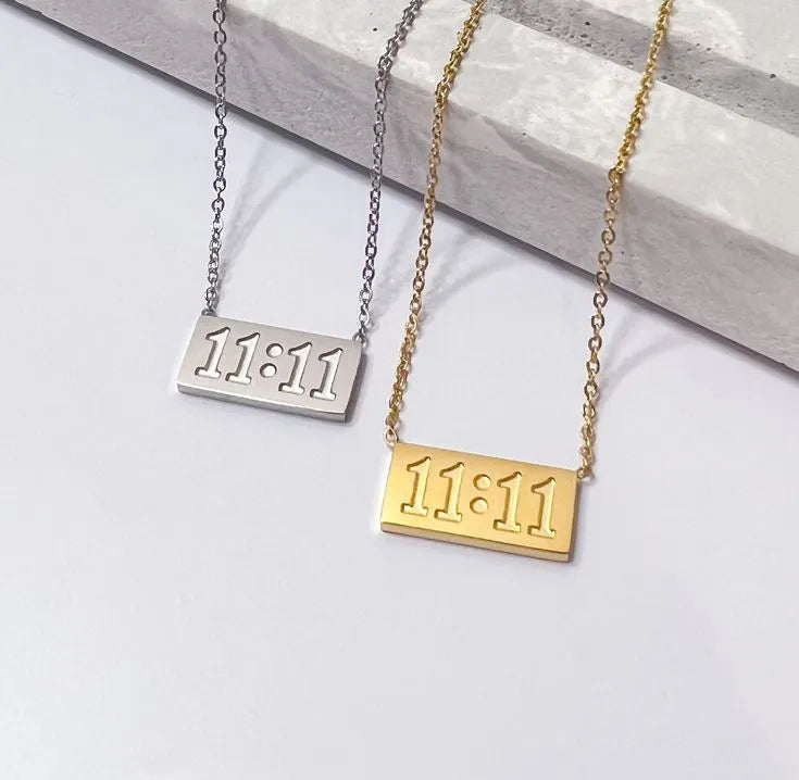 Gold/Silver-Plated 11:11 Angel Number Necklace – Manifestation & Luck