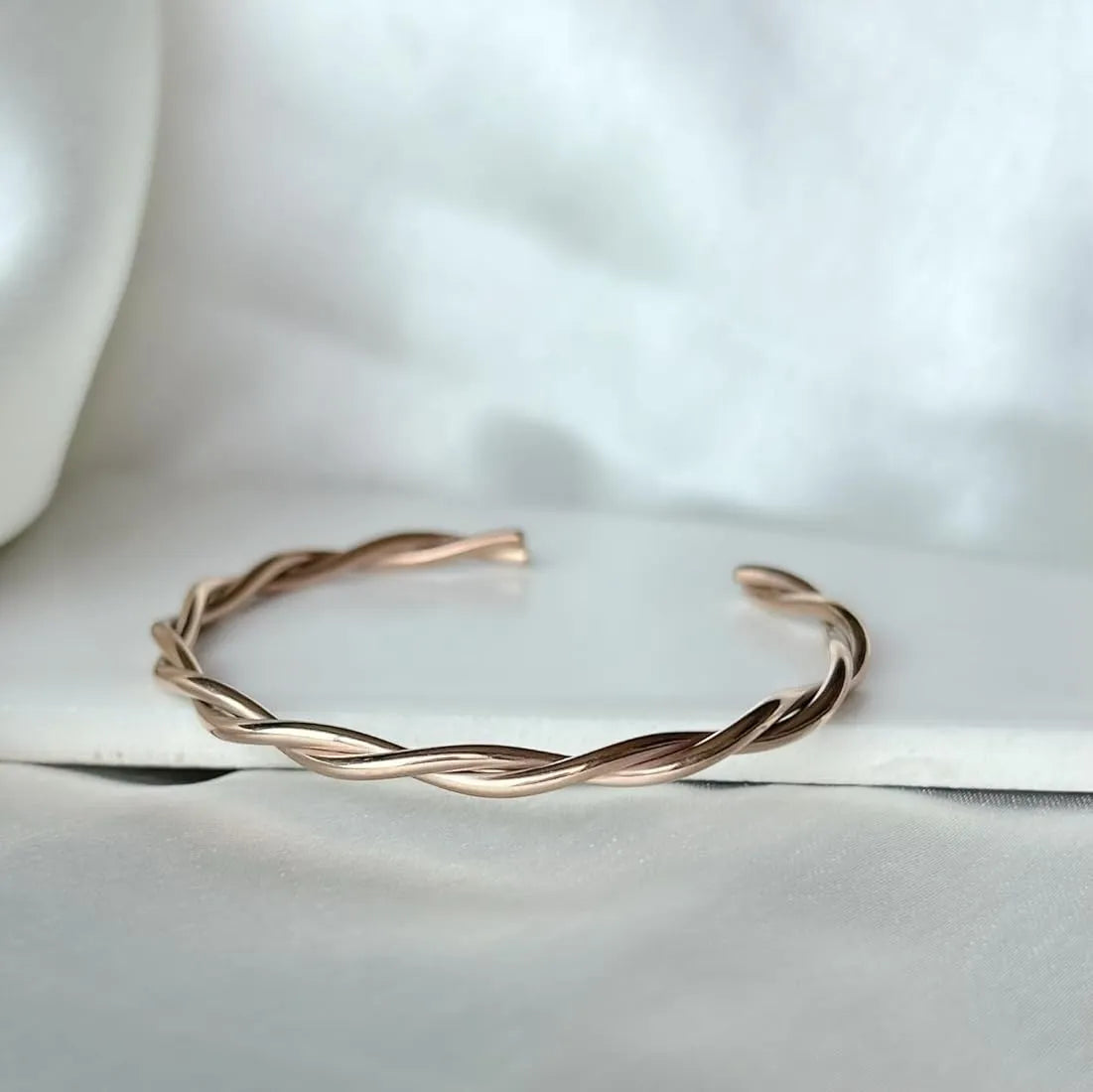 Gold/Rose Gold-Plated Twisted Open Kada Bracelet – Minimalist & Elegant