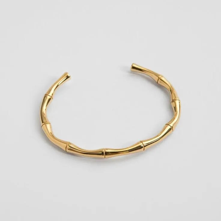 Gold/Rose gold/Silver-Plated Bamboo Kada Bracelet – Nature-Inspired Minimalist Jewelry