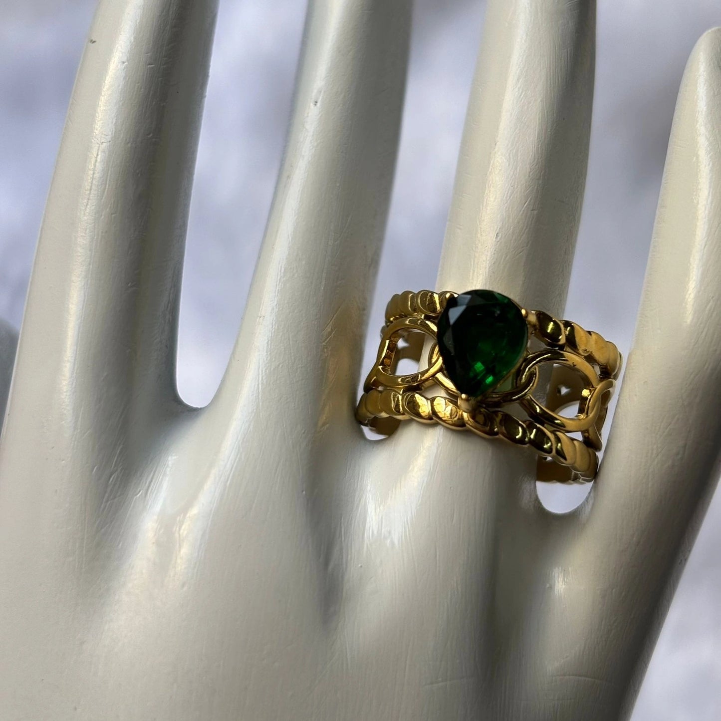 Golden Drop Chain Anti-Tarnish Ring