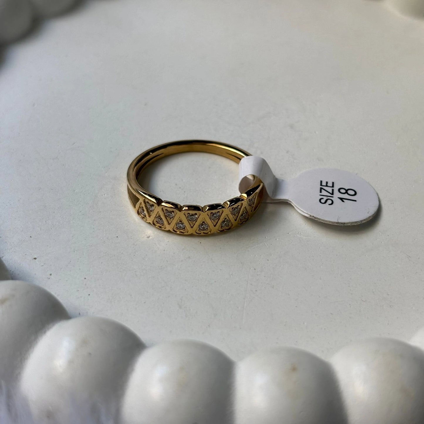 Golden Diamond Row Anti-Tarnish Ring