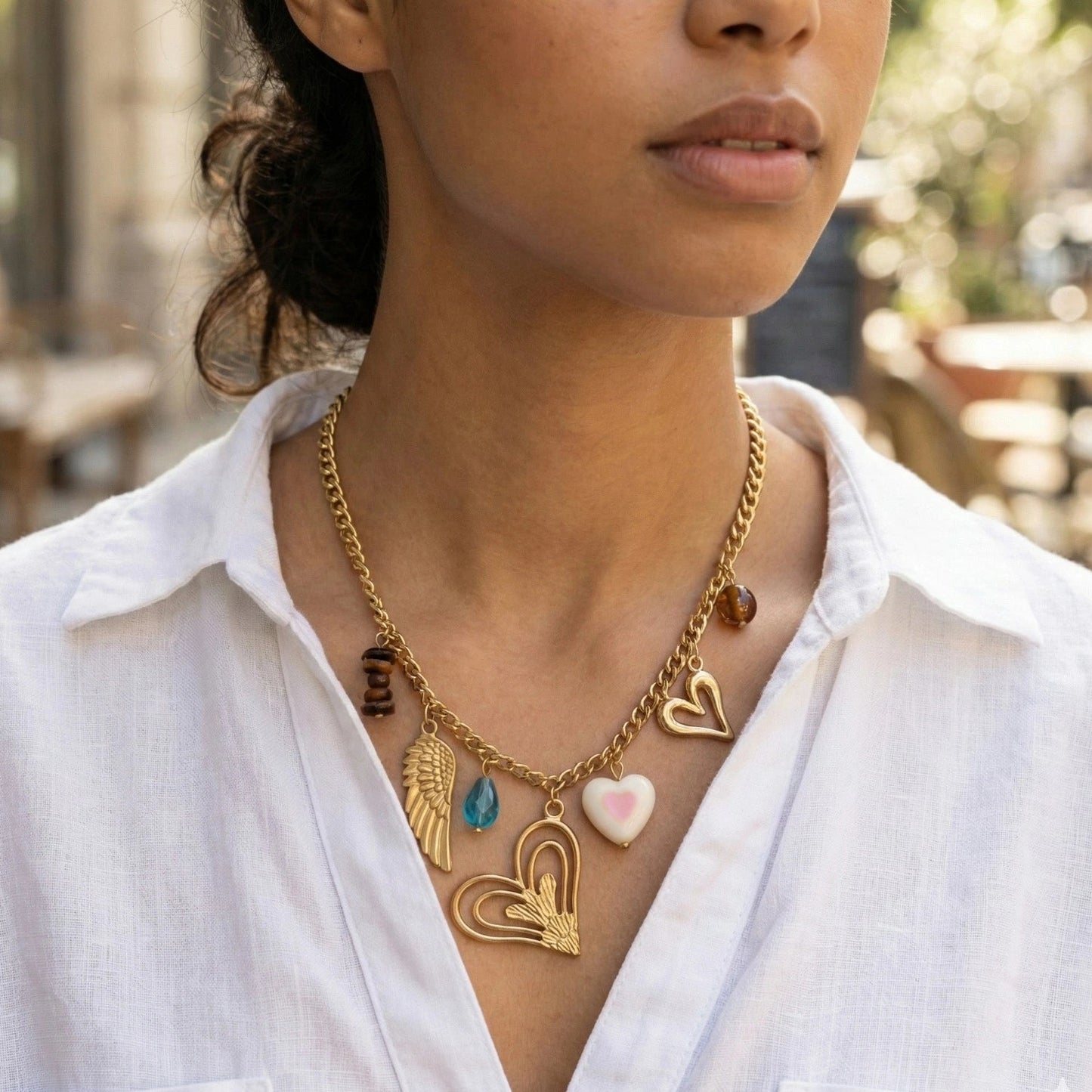 Heart & Wing Gold Chain Necklace