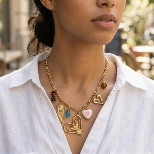 Heart & Wing Gold Chain Necklace
