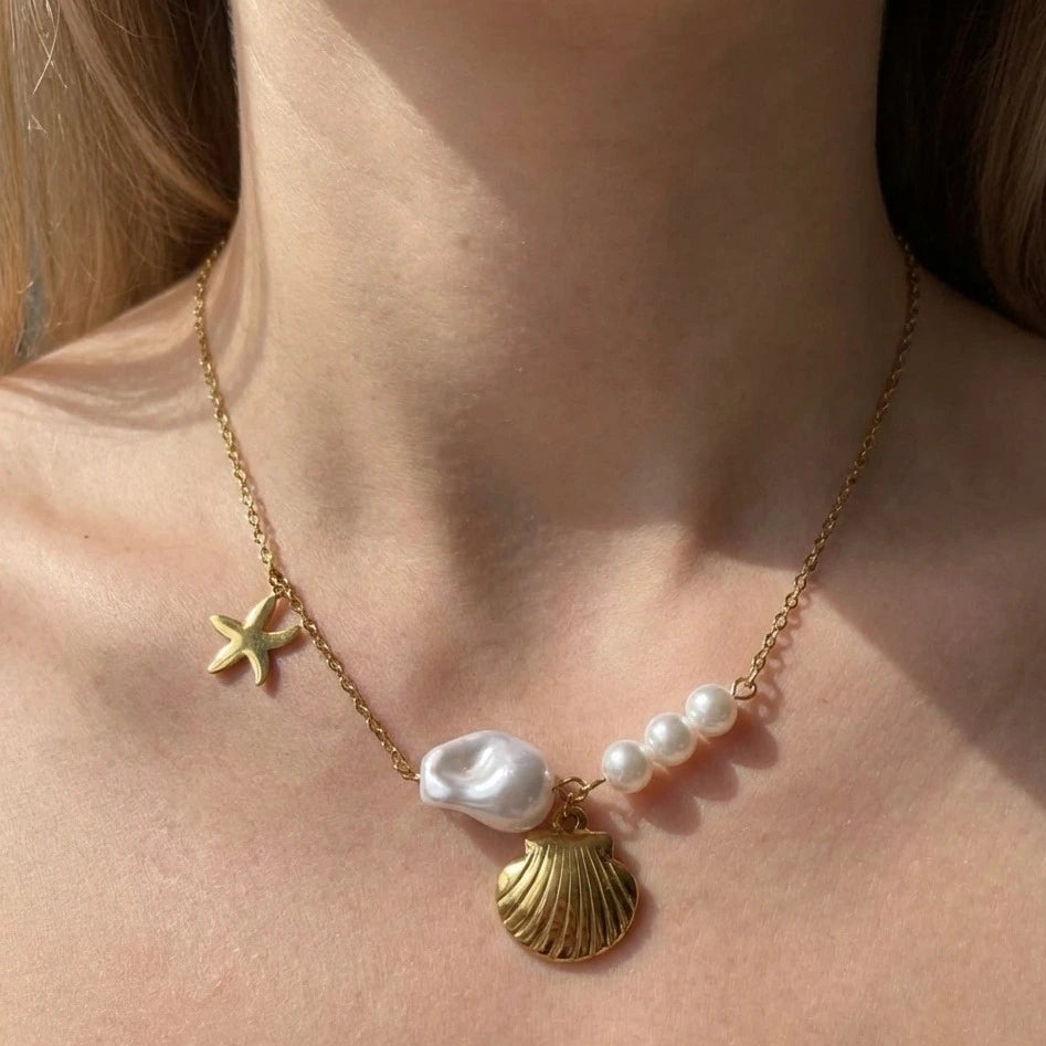 Shell Star Pearl Necklace
