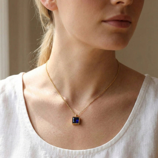 Rectangular Gem Pendant Necklaces