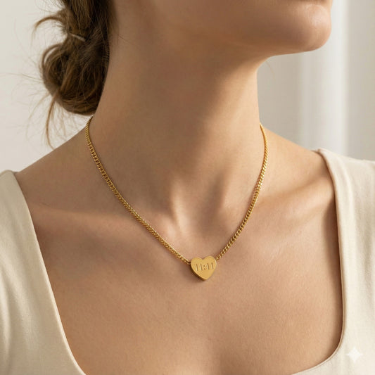 11:11 Heart Pendant Necklace