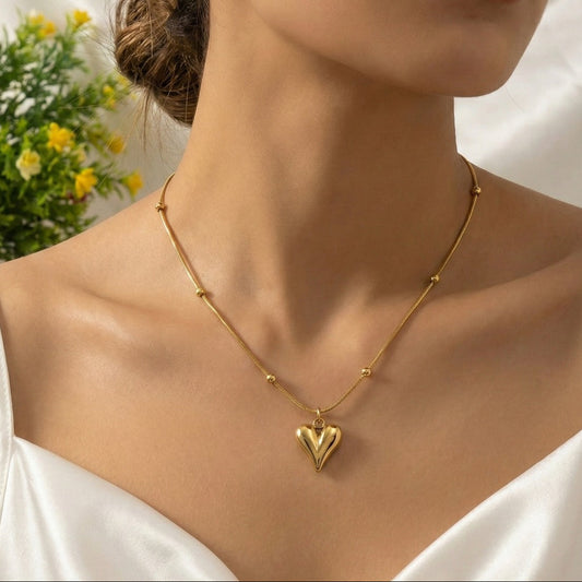 Heart Pendant Necklace & Earrings Set