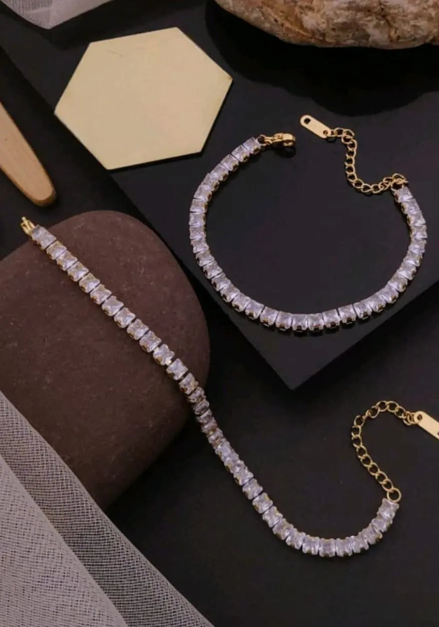 Square Cut Crystal Bracele