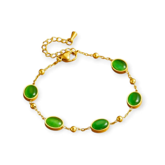 Elegant Anti-tarnish Green Gem Bracelet