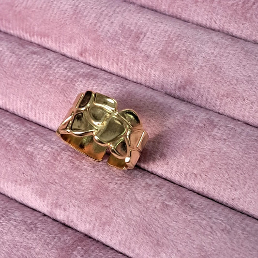 Abstract Gold Texture Statement Ring