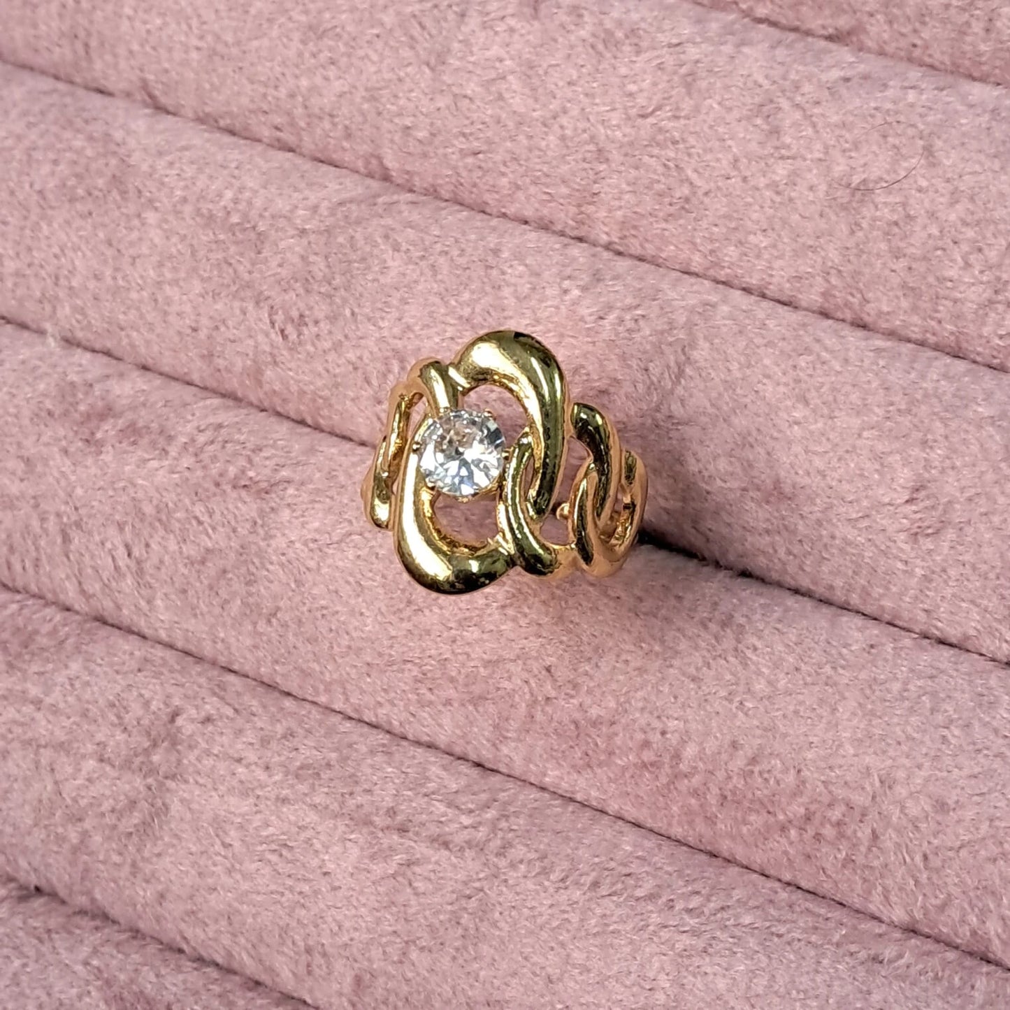 Abstract Wave Diamond Ring
