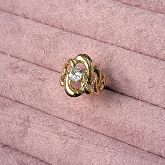 Abstract Wave Diamond Ring