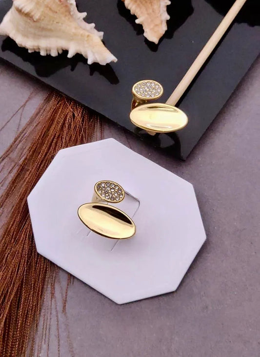Modern Dual-Finish Adjustable Anti-Tarnish Ring