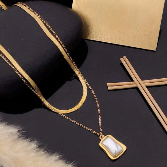 Aurelia Pearl Frame Layered Necklace