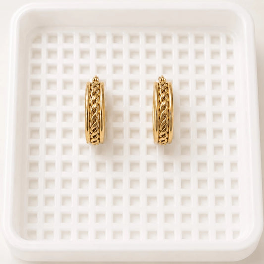 Aureline Braided Gold Huggie Earrings
