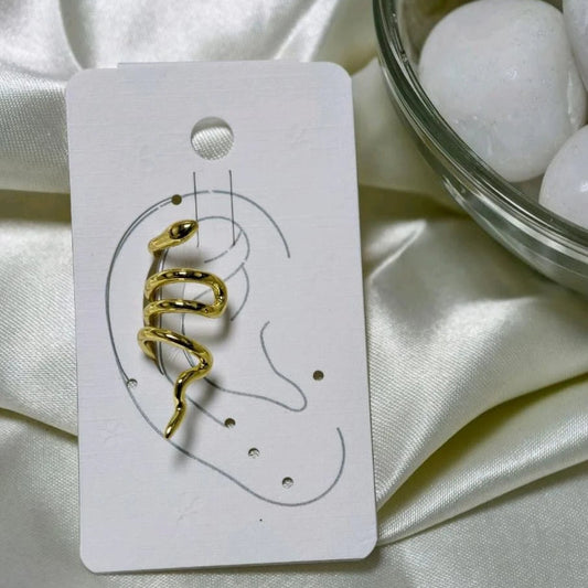 Luma Spiral Gold Cuff Earrings