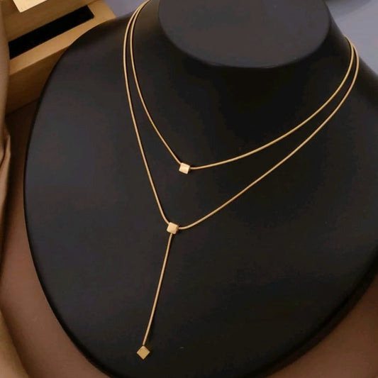 Aurique Geo Drop Layered Necklace