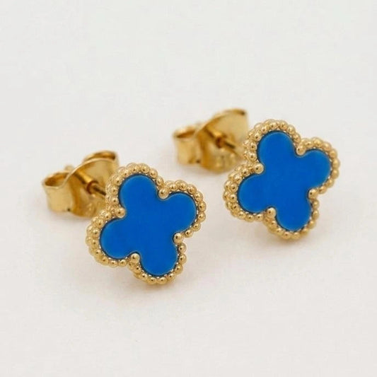 Azure Clover Stud Earrings