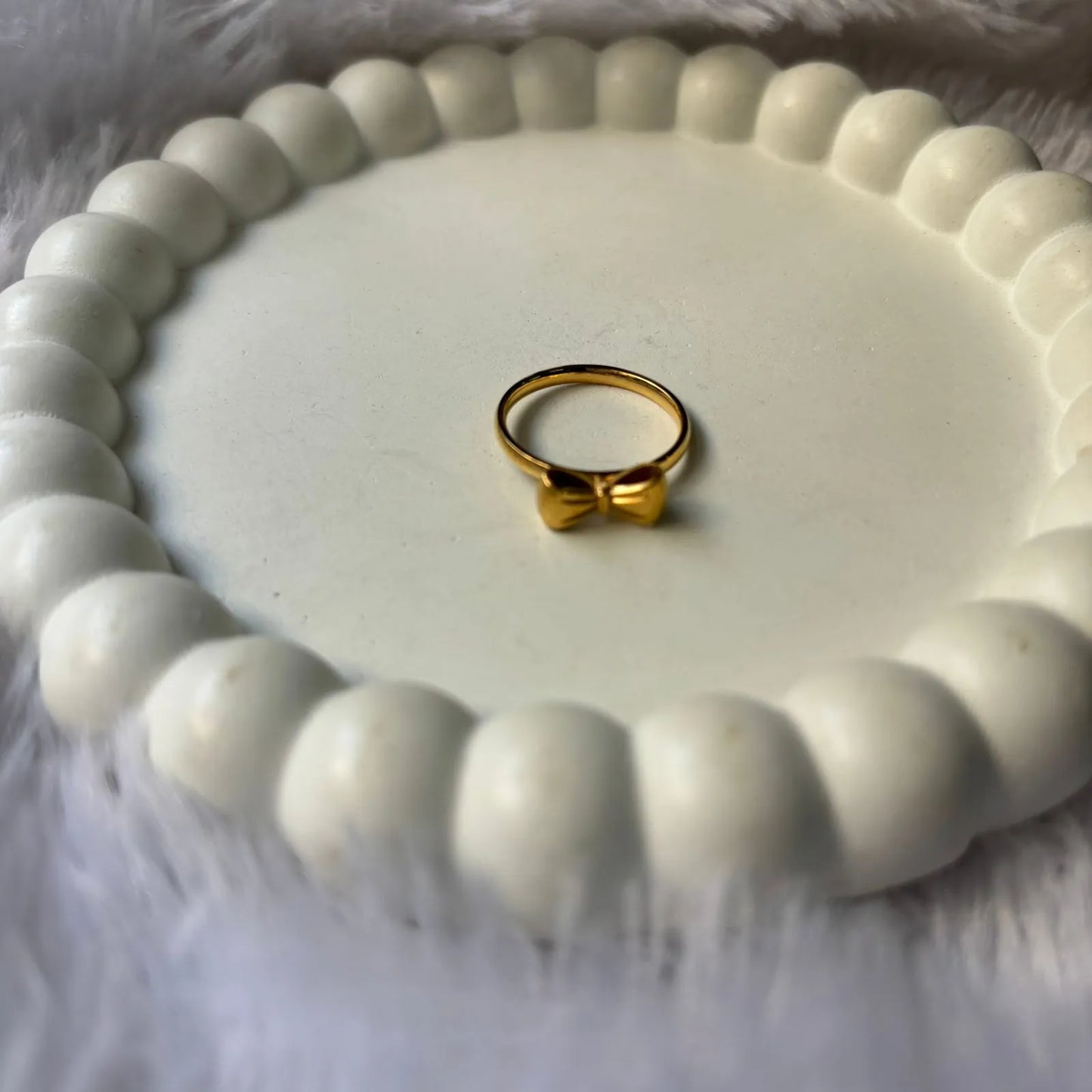 Golden Bow Charm Anti-Tarnish Ring