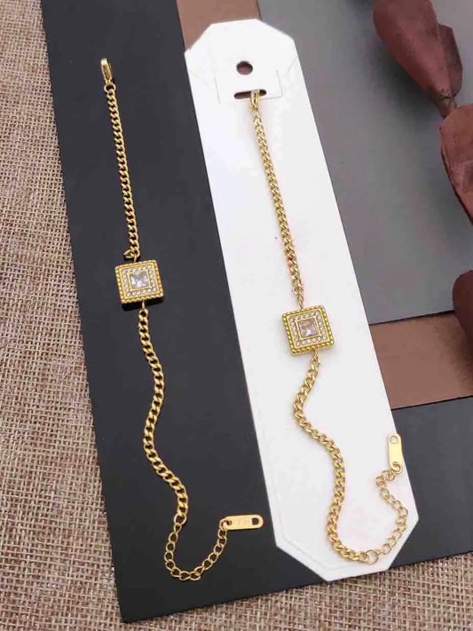 Golden Square Anti-Tarnish Bracelet