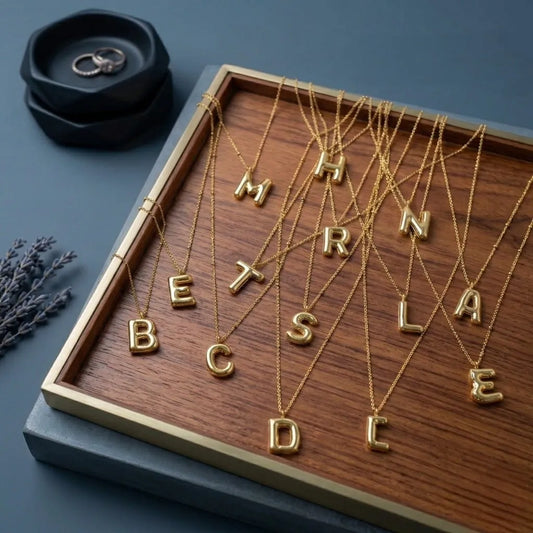 Classic Gold Alphabet Letter Pendant Necklaces