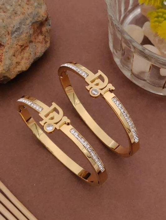 Diamond Accents and Charm Gold Kada