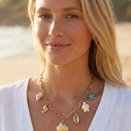 Shell Charm Gold Chain Necklace