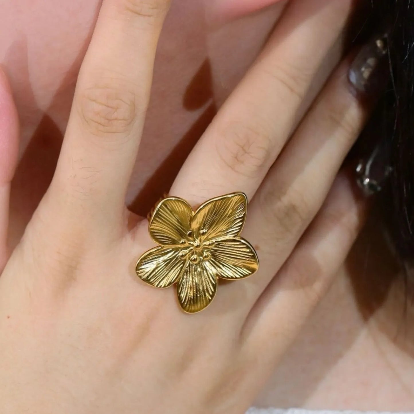 Golden Flower Anti-Tarnish Ring