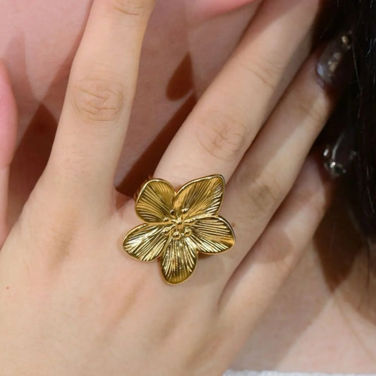 Golden Flower Anti-Tarnish Ring