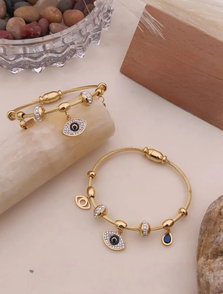 Evil Eye Charm gold kada