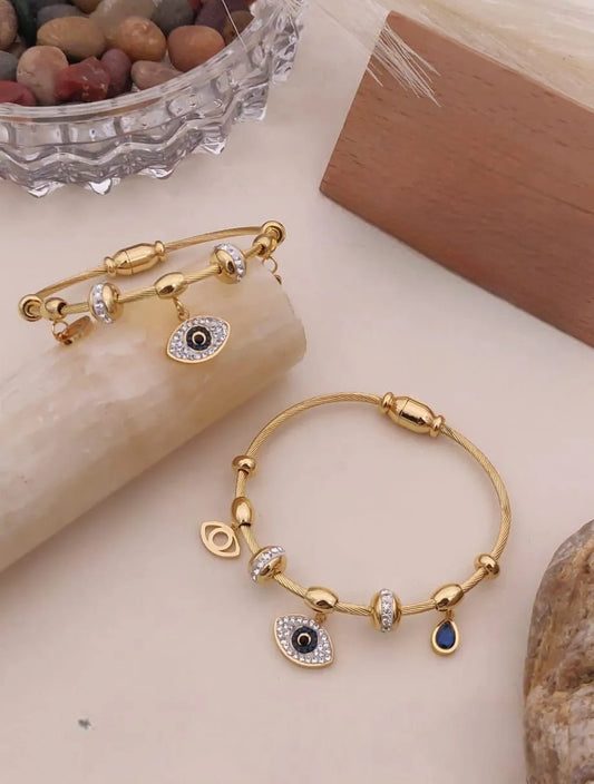 Evil Eye Charm gold kada
