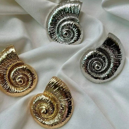 Ocean Spiral Shell Stud Earrings