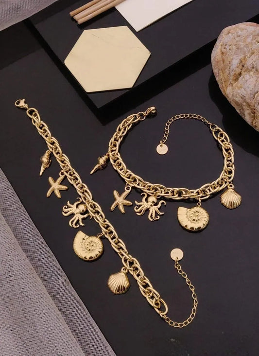 Sea Life Gold Chain Bracelet