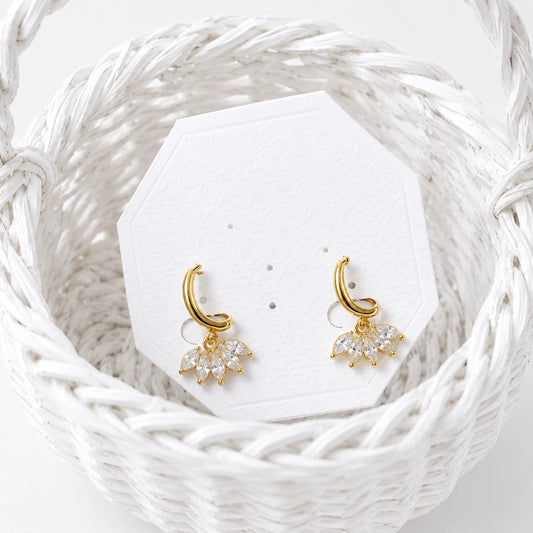 Crystal Bloom Charm Hoop Earrings