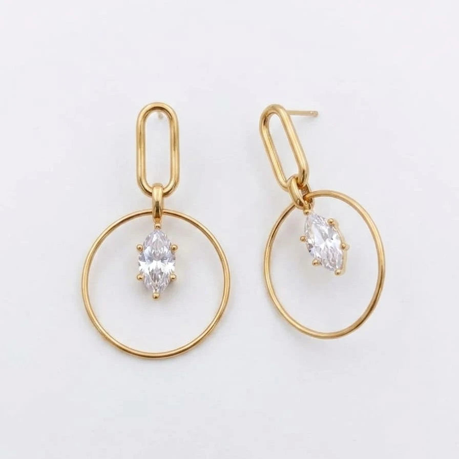 Crystal Orbit Drop Earrings