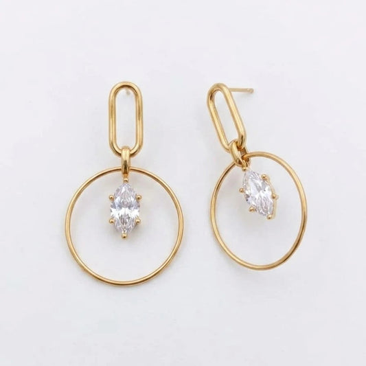 Crystal Orbit Drop Earrings