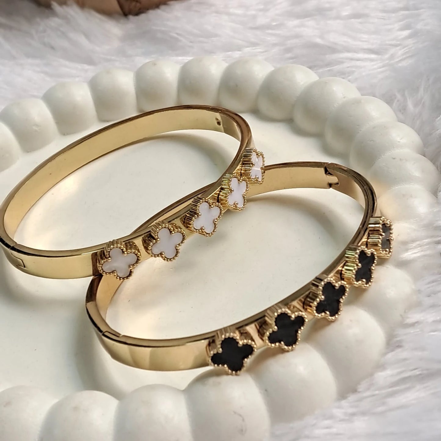 Dual Clover Elegance Gold Kada