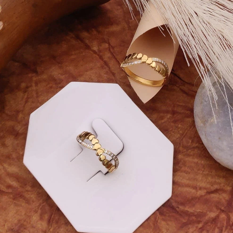 Dual Band Crystal Bead Ring