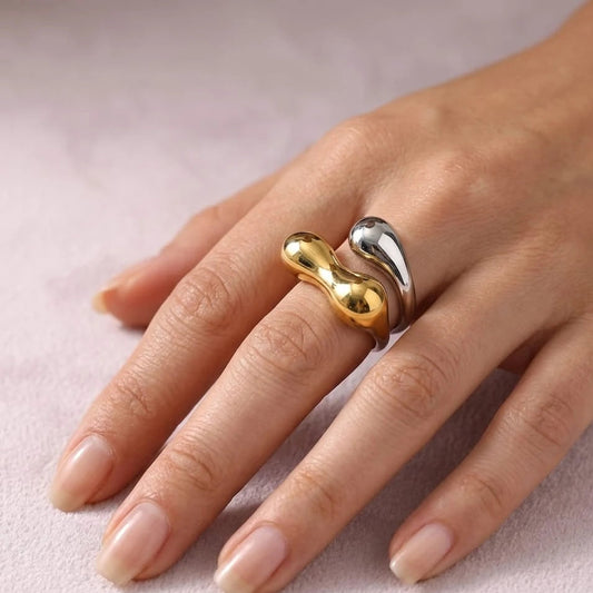 Dual Blob Modern Statement Ring