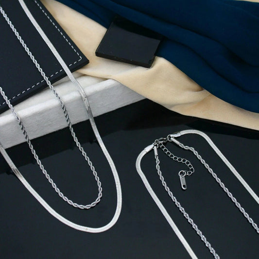Dual Layer Silver Chain Necklace